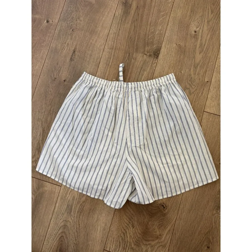 STATESIDE S nwot Anthropologie cotton pinstripe blue stripe boxer short natural